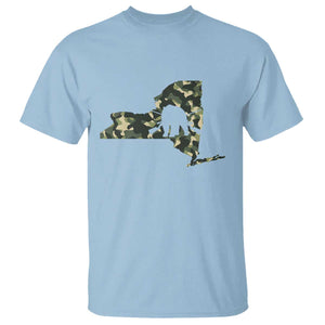 New York Bear Hunter T Shirt Camo Map Hunting Season Gift TS12 Light Blue Print Your Wear