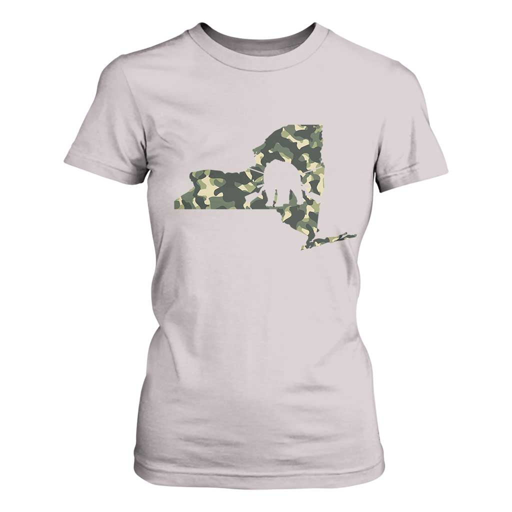 New York Bear Hunter T Shirt For Women Camo Map Hunting Season Gift TS12 Ice Gray Print Your Wear