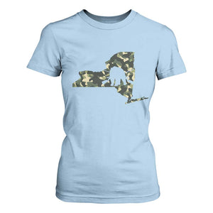 New York Bear Hunter T Shirt For Women Camo Map Hunting Season Gift TS12 Light Blue Print Your Wear