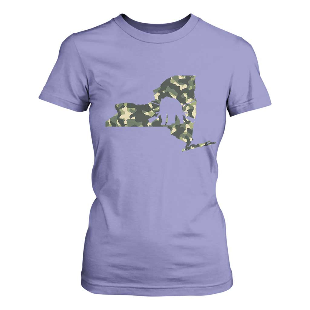 New York Bear Hunter T Shirt For Women Camo Map Hunting Season Gift TS12 Violet Print Your Wear