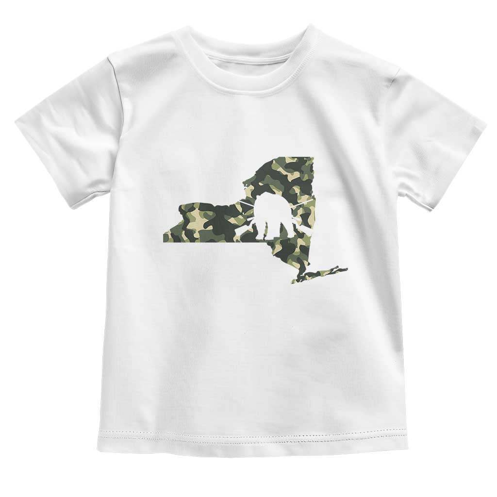 New York Bear Hunter Toddler T Shirt Camo Map Hunting Season Gift TS12 White Print Your Wear