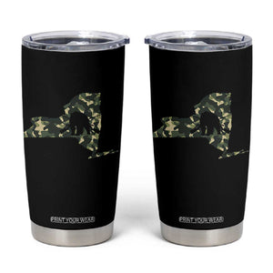 New York Bear Hunter Tumbler Cup Camo Map Hunting Season Gift - Print Your Wear
