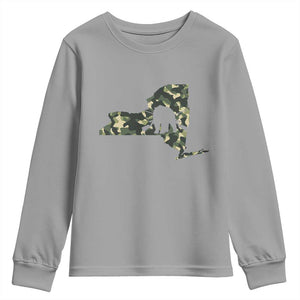 New York Bear Hunter Youth Sweatshirt Camo Map Hunting Season Gift TS12 Sport Gray Print Your Wear