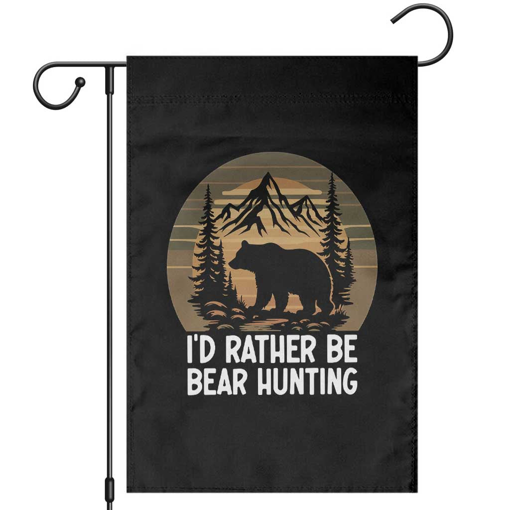 Id Rather Be Bear Hunting Garden Flag Retro Sunset Hunter Gift TS12 Black Print Your Wear