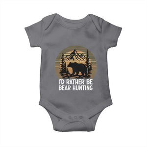 Id Rather Be Bear Hunting Baby Onesie Retro Sunset Hunter Gift TS12 Charcoal Print Your Wear