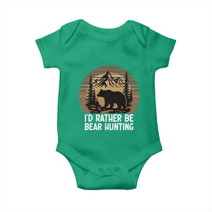 Id Rather Be Bear Hunting Baby Onesie Retro Sunset Hunter Gift TS12 Irish Green Print Your Wear