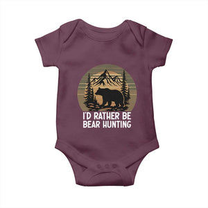 Id Rather Be Bear Hunting Baby Onesie Retro Sunset Hunter Gift TS12 Maroon Print Your Wear
