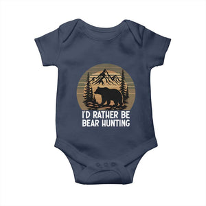 Id Rather Be Bear Hunting Baby Onesie Retro Sunset Hunter Gift TS12 Navy Print Your Wear