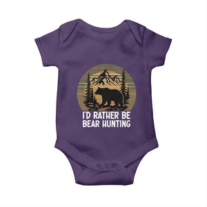 Id Rather Be Bear Hunting Baby Onesie Retro Sunset Hunter Gift TS12 Purple Print Your Wear