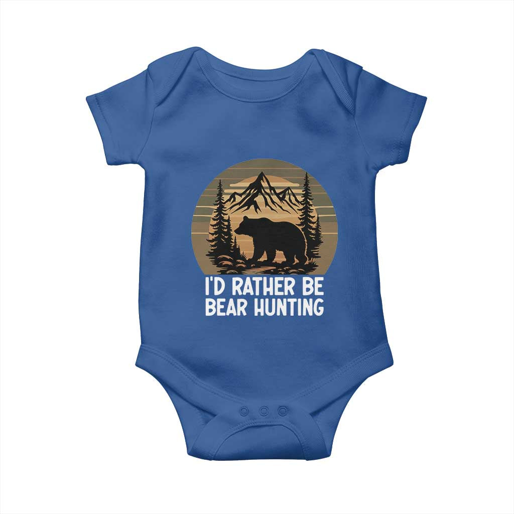 Id Rather Be Bear Hunting Baby Onesie Retro Sunset Hunter Gift TS12 Royal Blue Print Your Wear