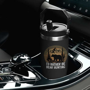 Id Rather Be Bear Hunting Flip Straw Tumbler Retro Sunset Hunter Gift TS12 Print Your Wear