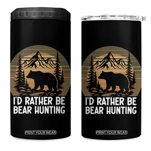 Id Rather Be Bear Hunting 4 in 1 Can Cooler Tumbler Retro Sunset Hunter Gift TS12 One Size: 16 oz Black Print Your Wear