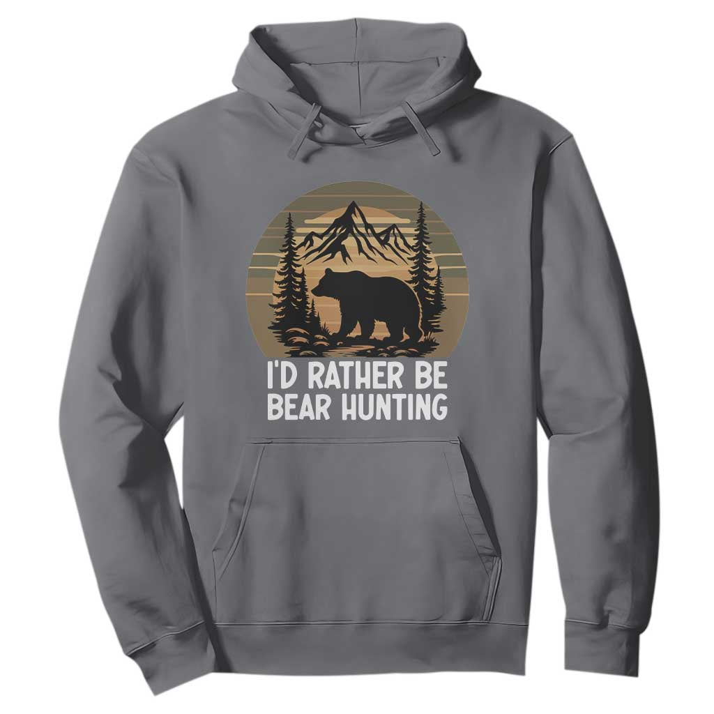 Id Rather Be Bear Hunting Hoodie Retro Sunset Hunter Gift TS12 Charcoal Print Your Wear