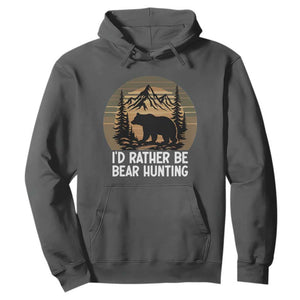 Id Rather Be Bear Hunting Hoodie Retro Sunset Hunter Gift TS12 Dark Heather Print Your Wear