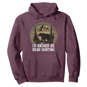 Id Rather Be Bear Hunting Hoodie Retro Sunset Hunter Gift TS12 Maroon Print Your Wear