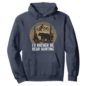 Id Rather Be Bear Hunting Hoodie Retro Sunset Hunter Gift TS12 Navy Print Your Wear