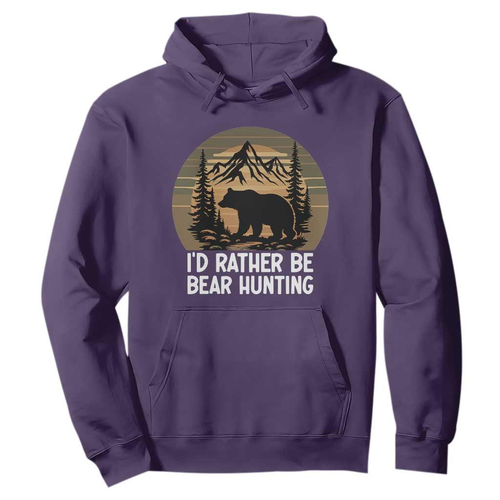 Id Rather Be Bear Hunting Hoodie Retro Sunset Hunter Gift TS12 Purple Print Your Wear