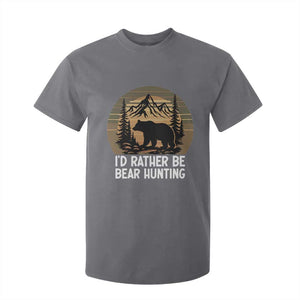 Id Rather Be Bear Hunting T Shirt For Kid Retro Sunset Hunter Gift TS12 Charcoal Print Your Wear