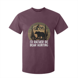 Id Rather Be Bear Hunting T Shirt For Kid Retro Sunset Hunter Gift TS12 Maroon Print Your Wear