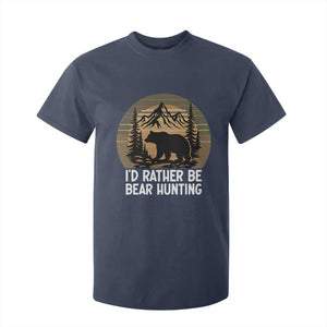 Id Rather Be Bear Hunting T Shirt For Kid Retro Sunset Hunter Gift TS12 Navy Print Your Wear