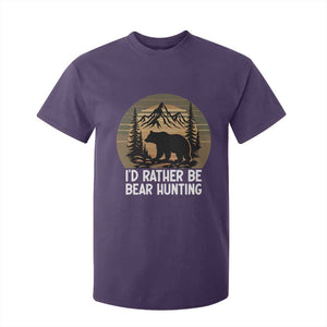 Id Rather Be Bear Hunting T Shirt For Kid Retro Sunset Hunter Gift TS12 Purple Print Your Wear