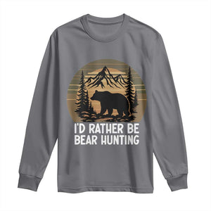 Id Rather Be Bear Hunting Long Sleeve Shirt Retro Sunset Hunter Gift TS12 Charcoal Print Your Wear