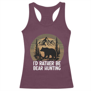 Id Rather Be Bear Hunting Racerback Tank Top Retro Sunset Hunter Gift - Print Your Wear