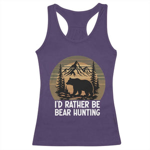 Id Rather Be Bear Hunting Racerback Tank Top Retro Sunset Hunter Gift - Print Your Wear