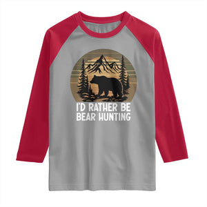 Id Rather Be Bear Hunting Raglan Shirt Retro Sunset Hunter Gift TS12 Sport Gray Red Print Your Wear