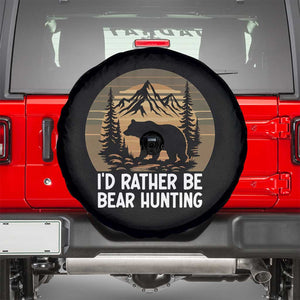 Id Rather Be Bear Hunting Spare Tire Cover Retro Sunset Hunter Gift TS12 Black Print Your Wear