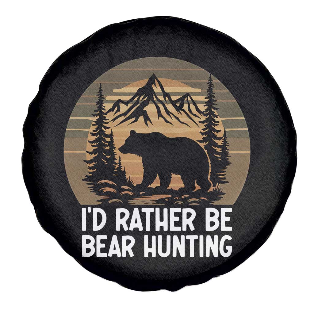 Id Rather Be Bear Hunting Spare Tire Cover Retro Sunset Hunter Gift TS12 Print Your Wear
