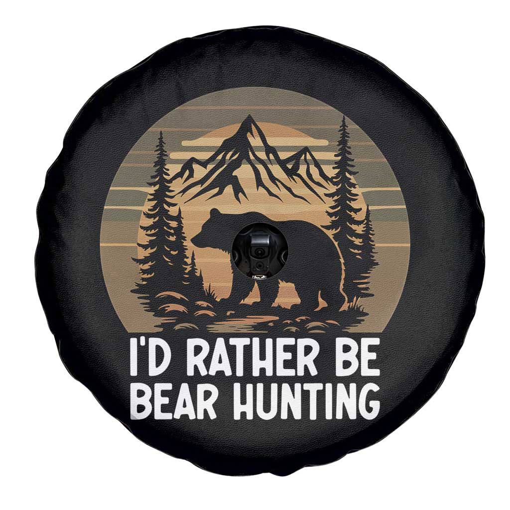 Id Rather Be Bear Hunting Spare Tire Cover Retro Sunset Hunter Gift TS12 Print Your Wear