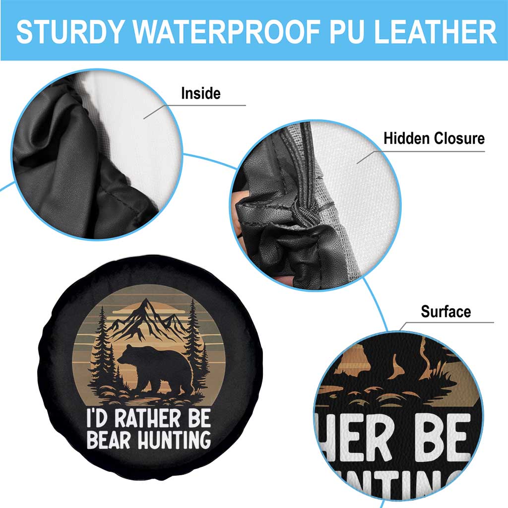 Id Rather Be Bear Hunting Spare Tire Cover Retro Sunset Hunter Gift TS12 Print Your Wear
