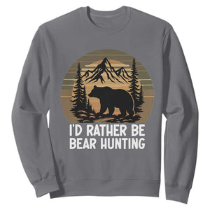 Id Rather Be Bear Hunting Sweatshirt Retro Sunset Hunter Gift - Print Your Wear