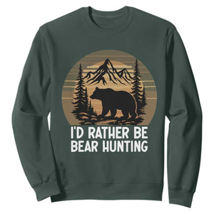 Id Rather Be Bear Hunting Sweatshirt Retro Sunset Hunter Gift - Print Your Wear