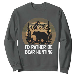 Id Rather Be Bear Hunting Sweatshirt Retro Sunset Hunter Gift - Print Your Wear