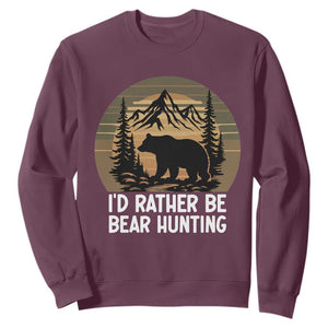 Id Rather Be Bear Hunting Sweatshirt Retro Sunset Hunter Gift - Print Your Wear