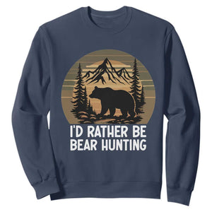 Id Rather Be Bear Hunting Sweatshirt Retro Sunset Hunter Gift - Print Your Wear