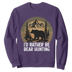 Id Rather Be Bear Hunting Sweatshirt Retro Sunset Hunter Gift - Print Your Wear