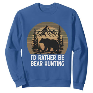 Id Rather Be Bear Hunting Sweatshirt Retro Sunset Hunter Gift - Print Your Wear