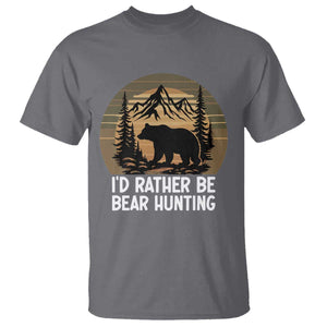 Id Rather Be Bear Hunting T Shirt Retro Sunset Hunter Gift TS12 Charcoal Print Your Wear