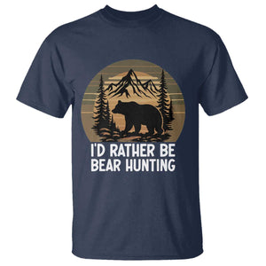 Id Rather Be Bear Hunting T Shirt Retro Sunset Hunter Gift TS12 Navy Print Your Wear