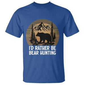 Id Rather Be Bear Hunting T Shirt Retro Sunset Hunter Gift TS12 Royal Blue Print Your Wear