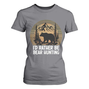 Id Rather Be Bear Hunting T Shirt For Women Retro Sunset Hunter Gift TS12 Charcoal Print Your Wear