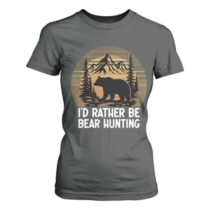 Id Rather Be Bear Hunting T Shirt For Women Retro Sunset Hunter Gift TS12 Dark Heather Print Your Wear