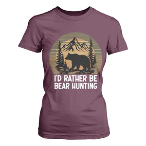 Id Rather Be Bear Hunting T Shirt For Women Retro Sunset Hunter Gift TS12 Maroon Print Your Wear