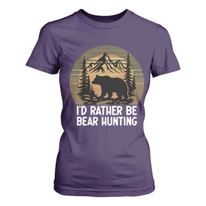 Id Rather Be Bear Hunting T Shirt For Women Retro Sunset Hunter Gift TS12 Purple Print Your Wear