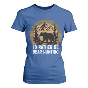Id Rather Be Bear Hunting T Shirt For Women Retro Sunset Hunter Gift TS12 Royal Blue Print Your Wear