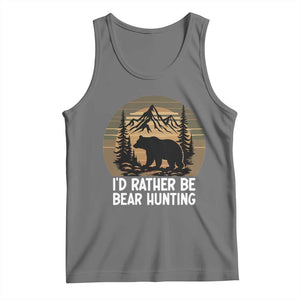 Id Rather Be Bear Hunting Tank Top Retro Sunset Hunter Gift TS12 Black Heather Print Your Wear