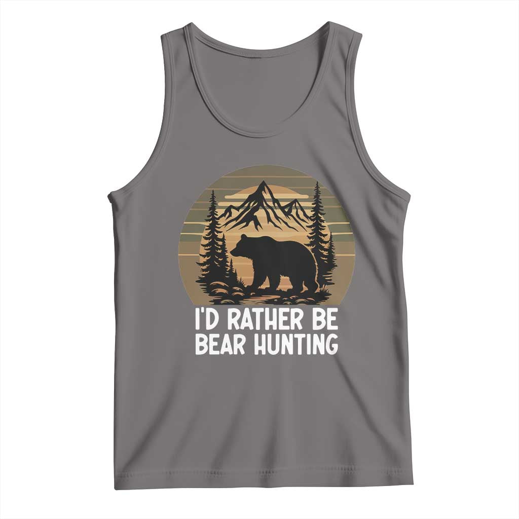 Id Rather Be Bear Hunting Tank Top Retro Sunset Hunter Gift TS12 Deep Heather Print Your Wear